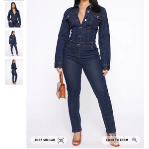 Giddy Up Denim Jumpsuit - Dark Wash